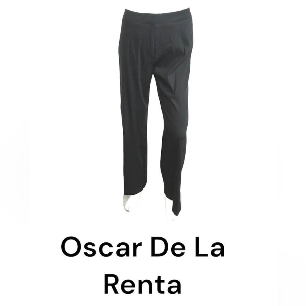 Oscar de la Renta Straight Leg Trouser Pants Flat Front Career Black Size 4